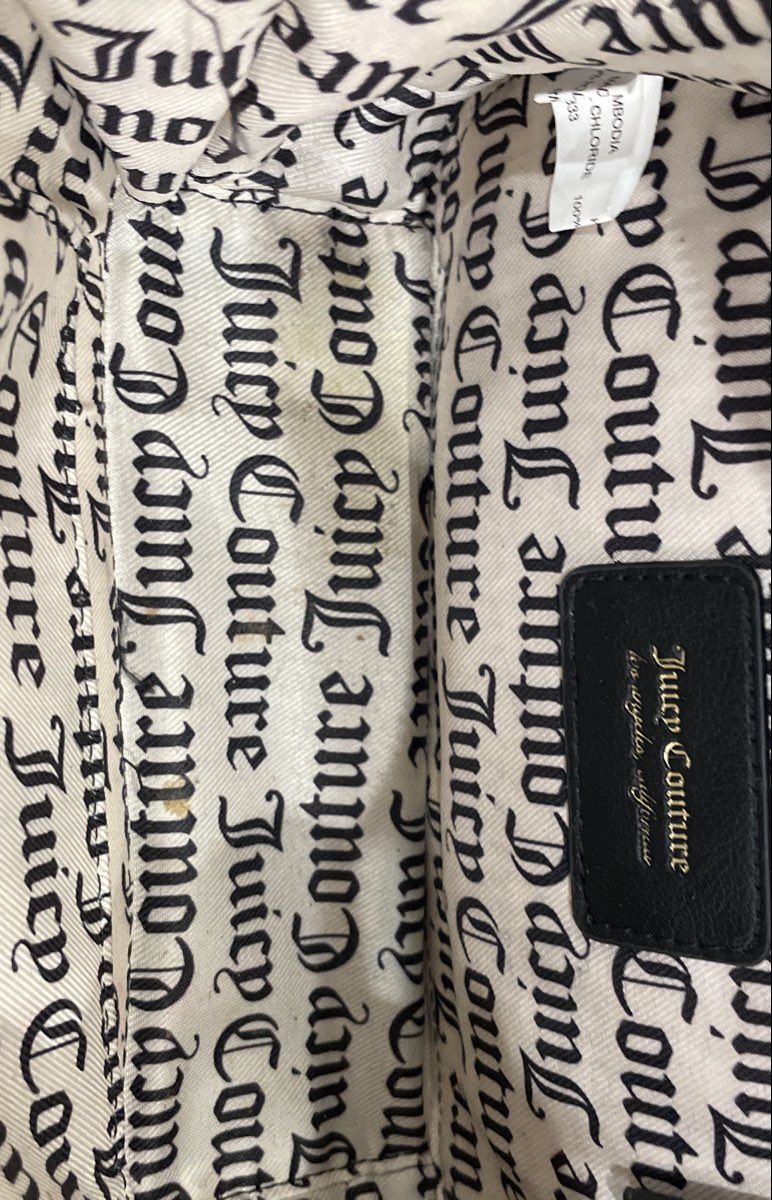 Juicy Couture Black Leather Quilted Heart Mini Dome Top Handle Purse Gold Tone