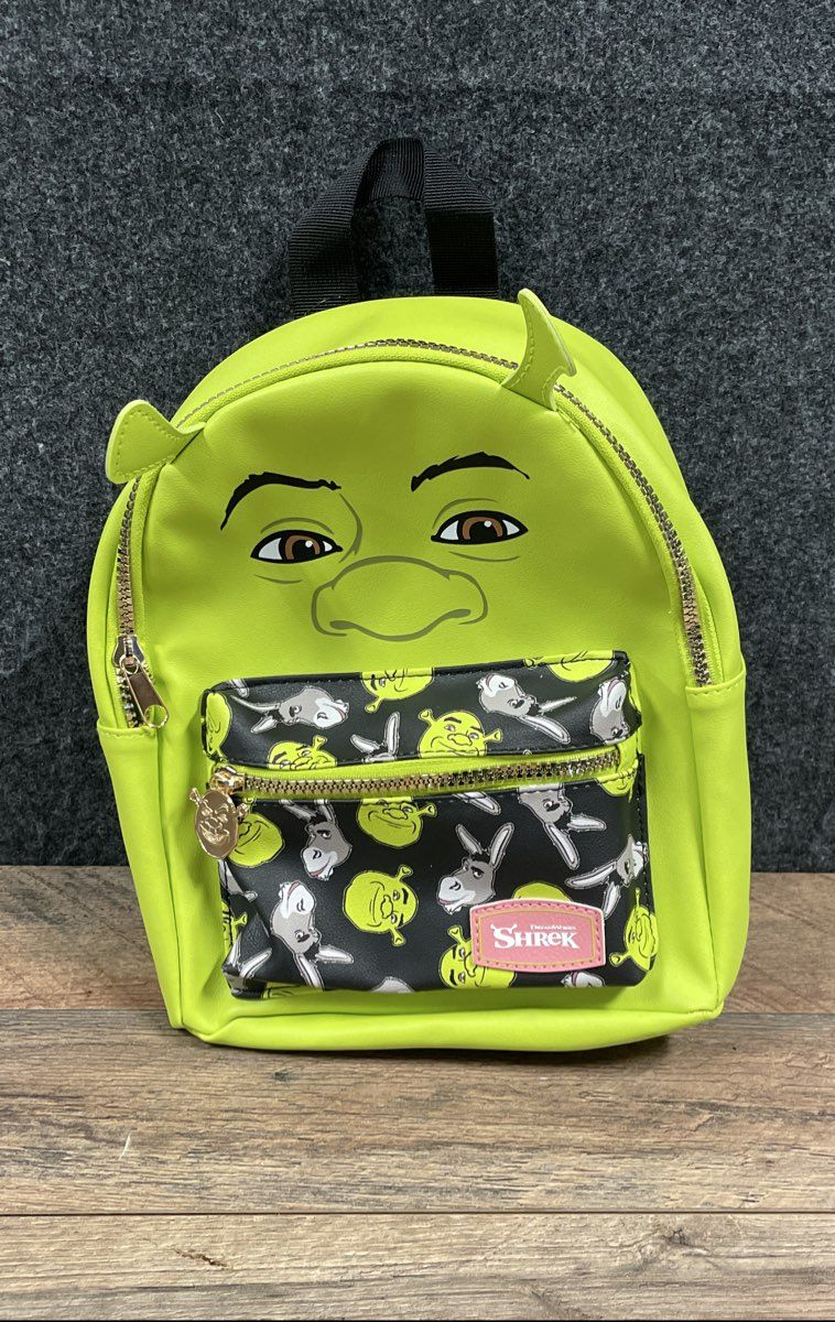 DreamWorks Shrek Green Ogre Face 3D Ears Mini Backpack Handbag NWT