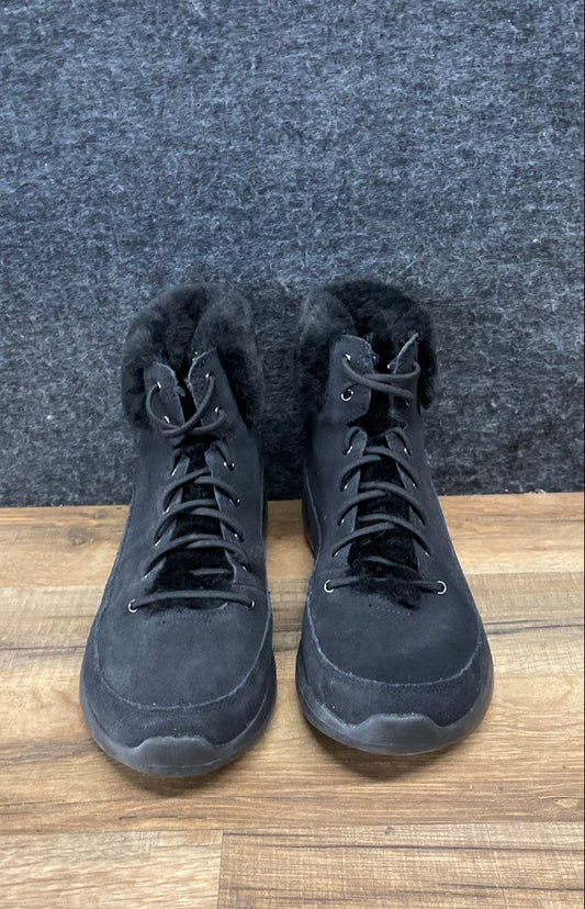 Skechers On-the-GO Joy Black Faux Fur Lined Ankle Boots Women's Size 9