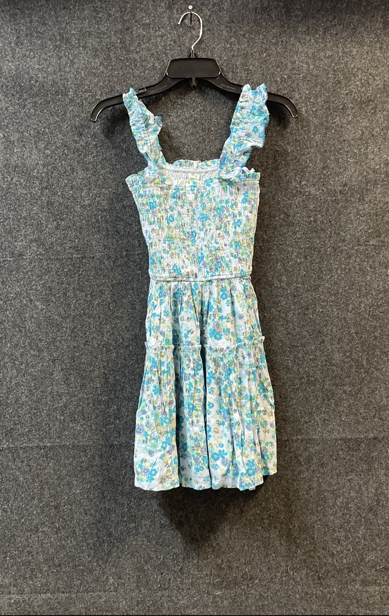 Aerie Women's Blue Floral Smocked Tiered Ruffled Mini Dress Size S NWT
