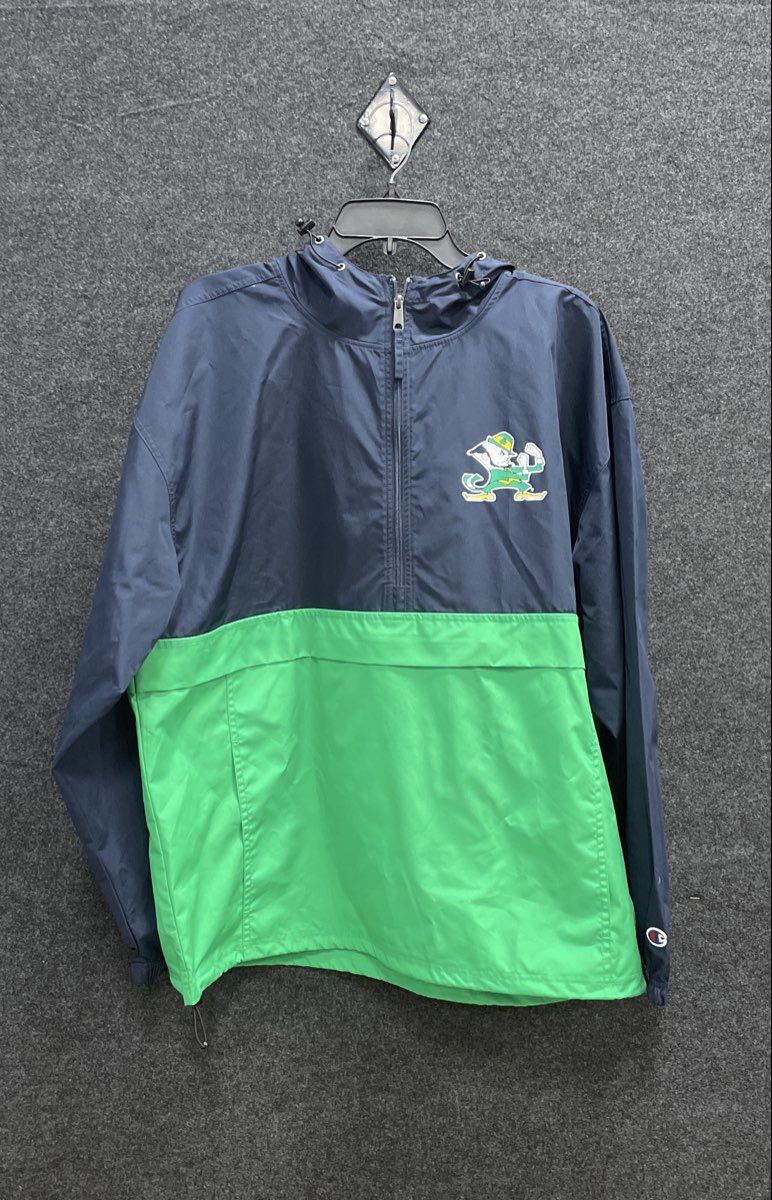 Champion Men's Notre Dame Fighting Irish 1/4 Zip Navy Green Jacket XL