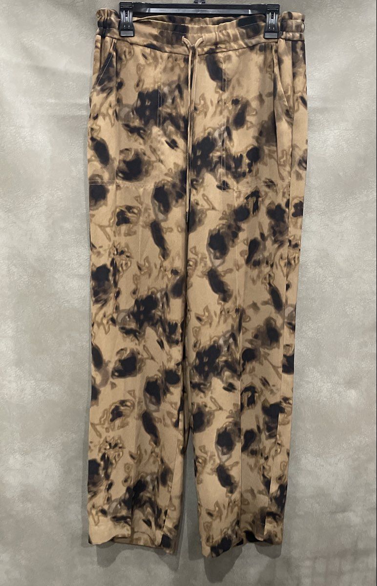Simply Vera Vera Wang Women's Brown Black Abstract Print Elastic Waist Pants S
