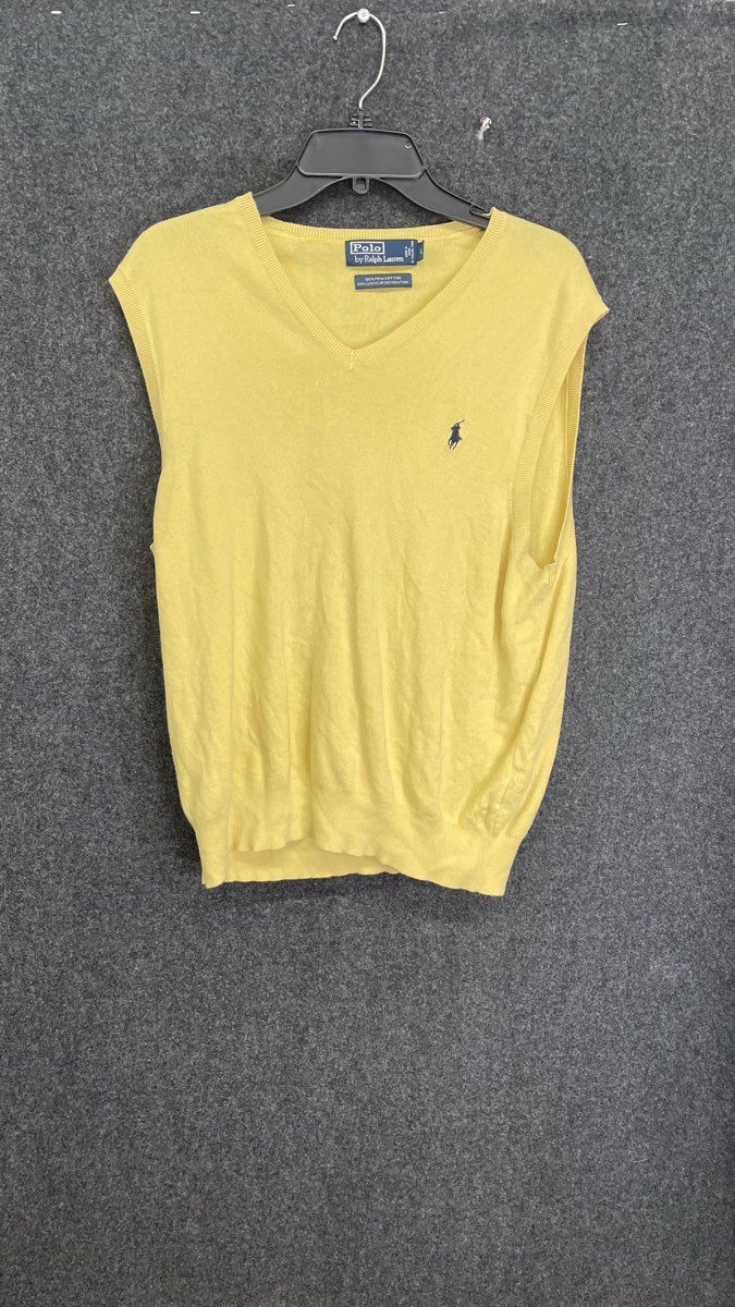 Vintage 90s Polo Ralph Lauren Men's Yellow Pima Cotton Sweater Vest Sz L