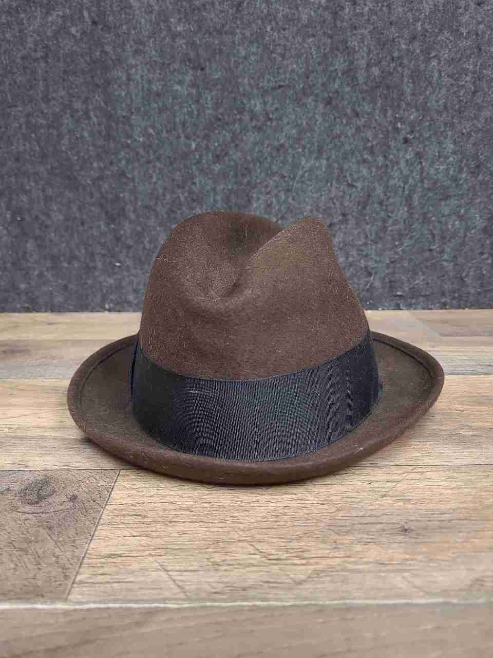 Vintage Microfelt Progress Men's Brown Wool Felt Fedora Hat Sz 6 3/4
