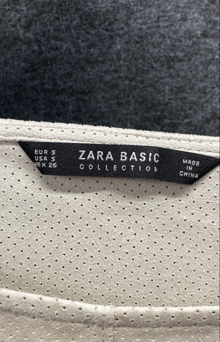 Zara Basic Women's Beige Perforated Laser Cut Long Shirt Tunic Sz S