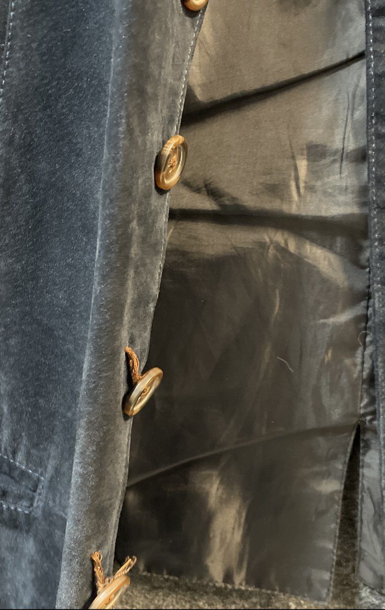 Torriani Men's Black Genuine Leather Suede 5-Button Cinch Back Vest Size XL