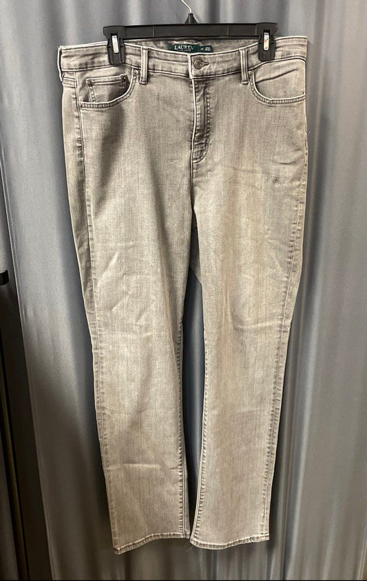Lauren Ralph Lauren Women's Gray Stretch Straight Leg Denim Jeans Sz 14
