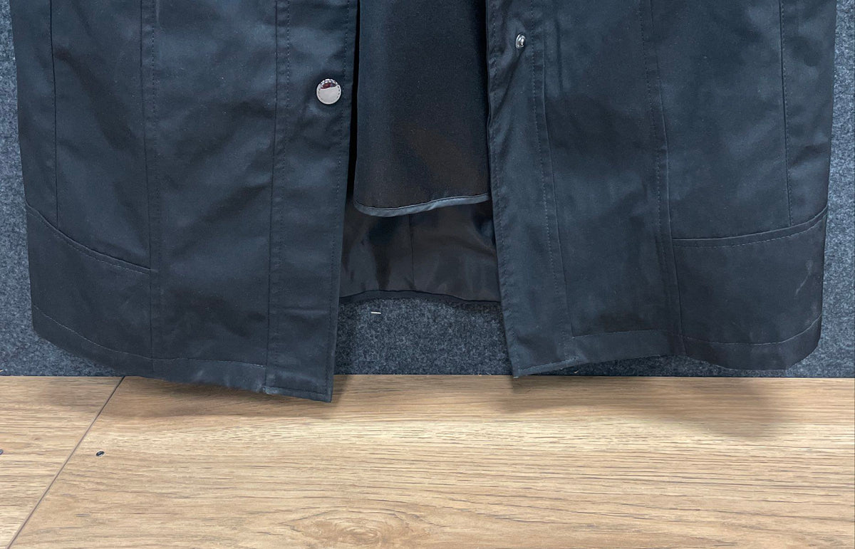 Coldwater Creek Women's Black Long Trench Coat Jacket Geometric Liner Sz PS