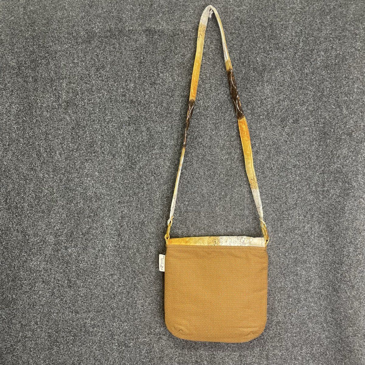 Beeville Bags Brown Tan Fabric Botanical Leaf Crossbody Purse with Change Purse