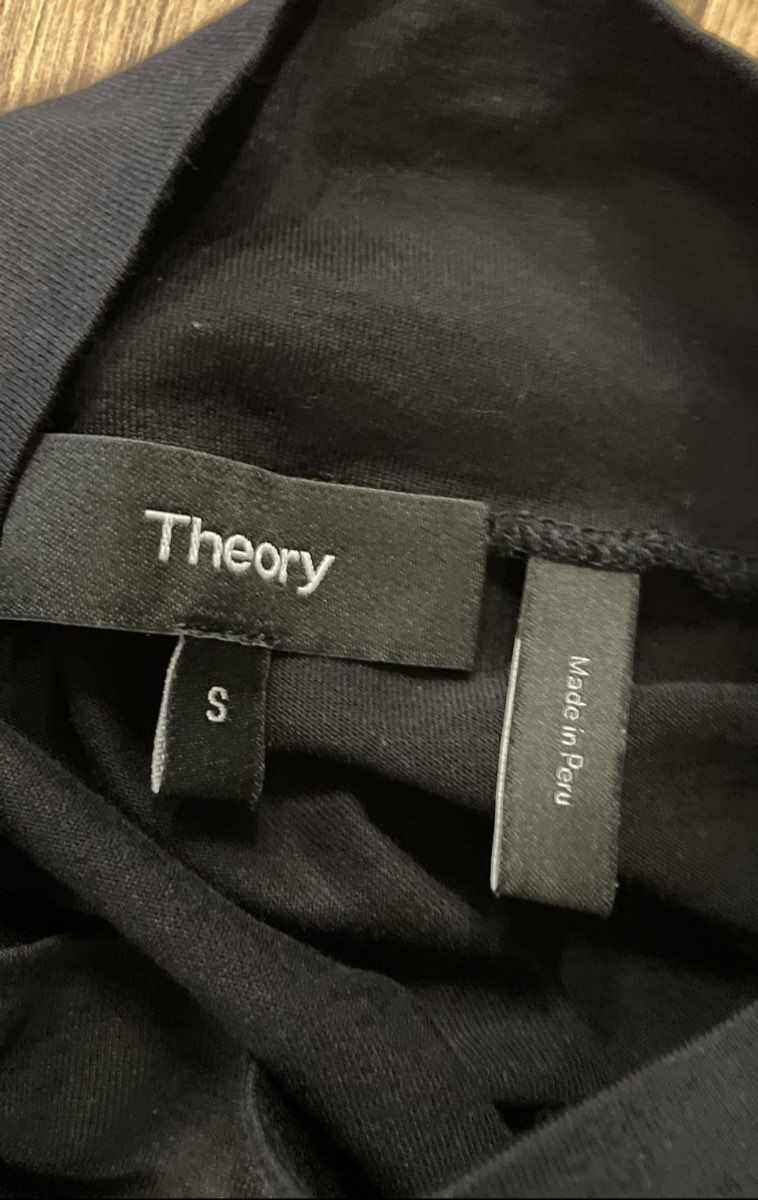 Theory Women's Black Ruched Mock Neck Long Sleeve Tunic Top Size S