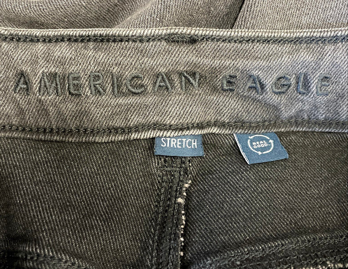 American Eagle Women's Jeans Lot of 2 Black Gray Stretch Distressed Sz 14