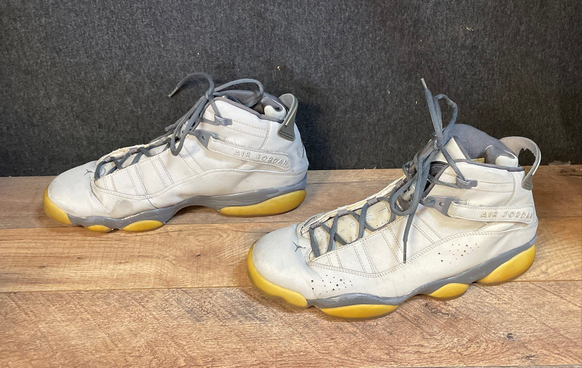 Nike Air Jordan 6 Rings Gray Yellow High Top Basketball Shoes Size 12