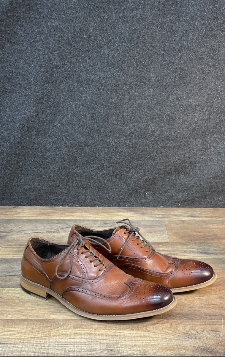 Stacy Adams Dunbar Wingtip Cognac Brown Leather Oxfords Size 12