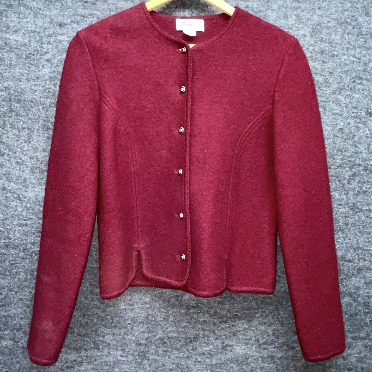 Vintage 90s Deans of Scotland Women's Purple Pure Wool Cardigan Sweater Sz 6