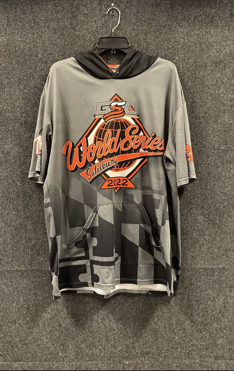 GSL Global Sports League Men's 2022 World Series SS Hoodie Gray Graphic Sz 2XL