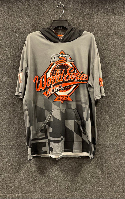 GSL Global Sports League Men's 2022 World Series SS Hoodie Gray Graphic Sz 2XL