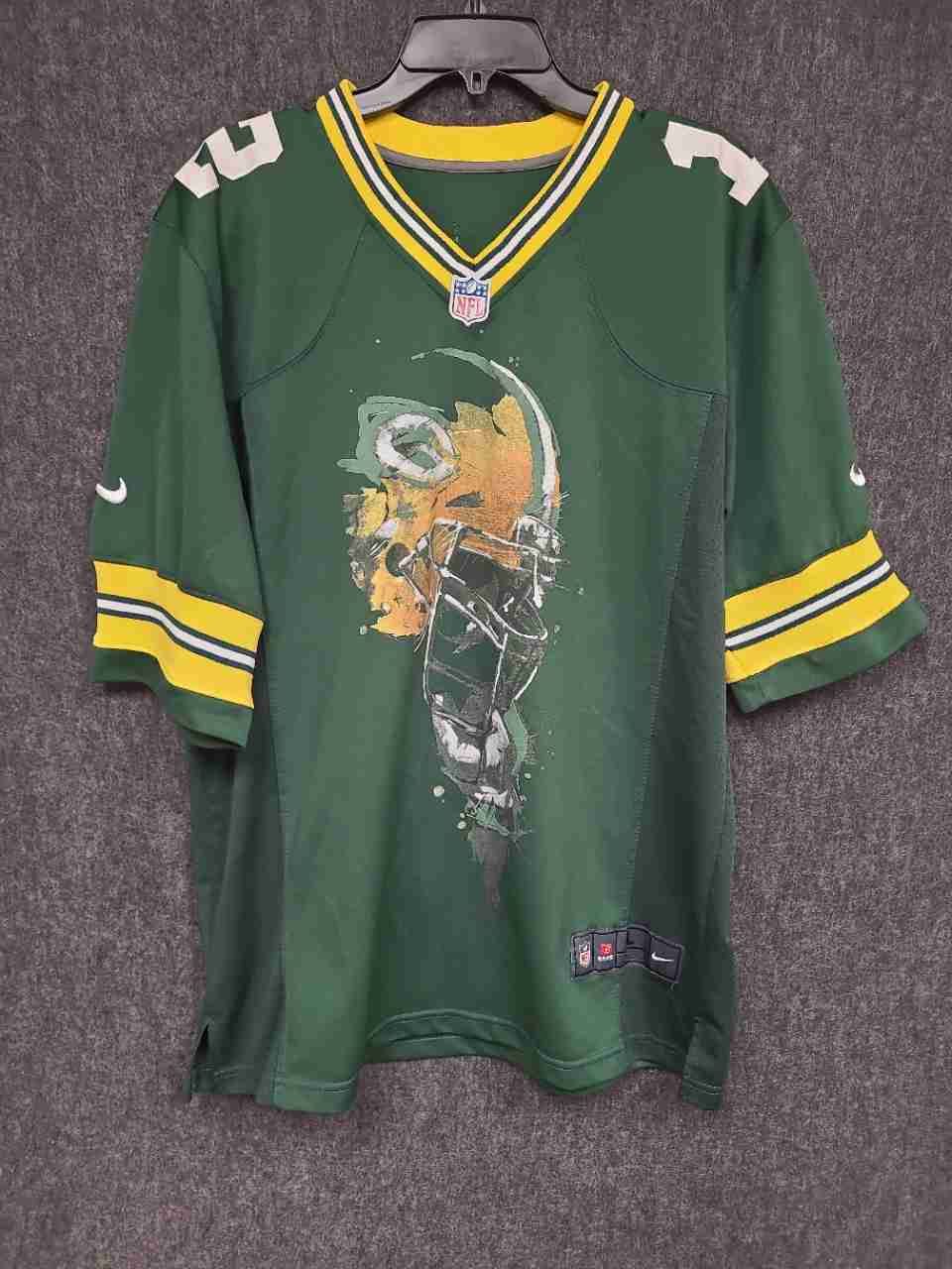 Nike Men's Green Bay Packers Aaron Rodgers 12 Graphic Game Jersey Sz L