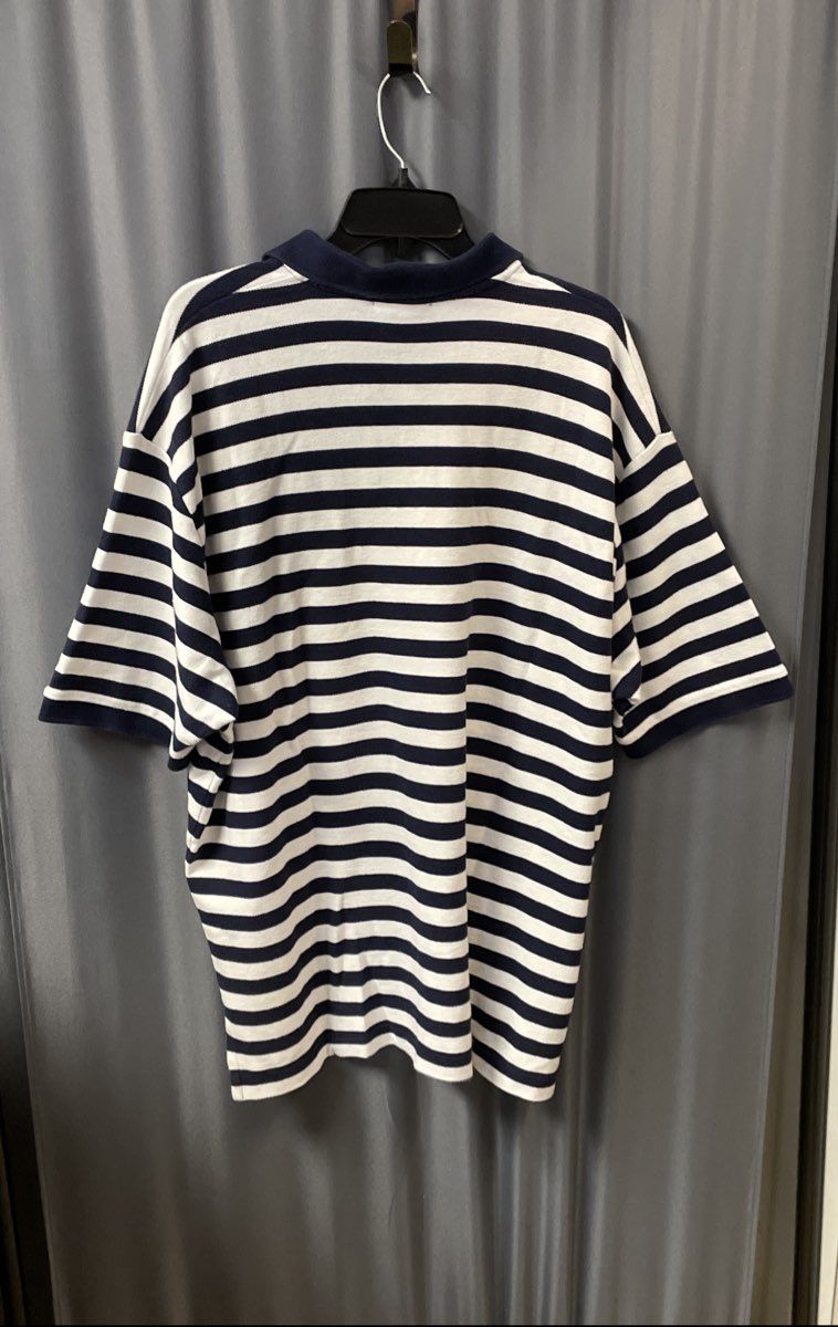 Lauren Ralph Lauren Women's Blue White Nautical Stripe Crest Polo Shirt Sz XL