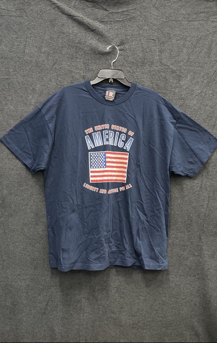 Vintage United States Of America T Shirt Men's Size XXL Blue 90s American Flag