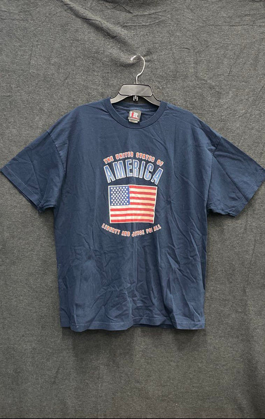 Vintage United States Of America T Shirt Men's Size XXL Blue 90s American Flag