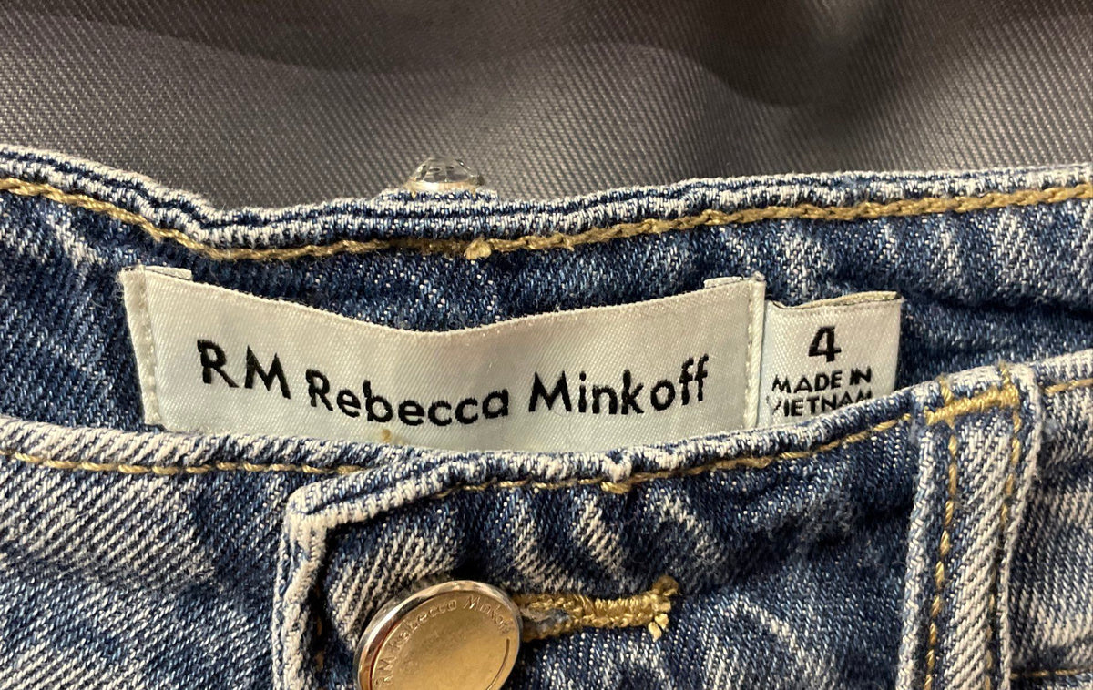 RM Rebecca Minkoff Women's Blue Denim Side Slit Midi Skirt Size 4