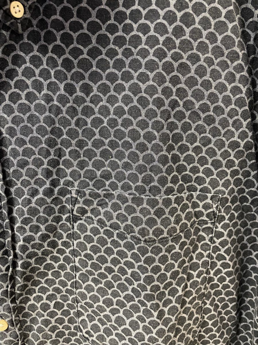 Faherty Men's Navy Fishscale Playa Shirt Indigo Dyed Organic Cotton Stretch 2XL