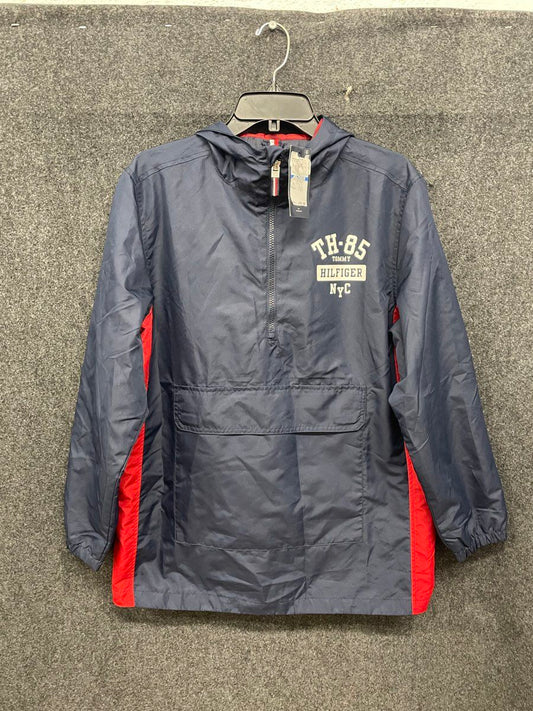 Tommy Hilfiger Boy's Navy Blue Red Popover Windbreaker Jacket XL 18/20 NWT