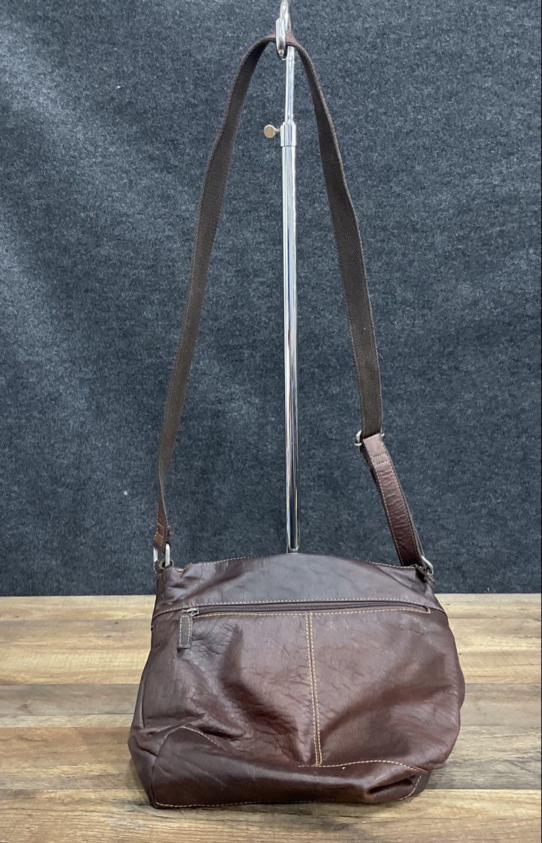 Jack Georges Dark Brown Textured Leather Crossbody Messenger Shoulder Bag