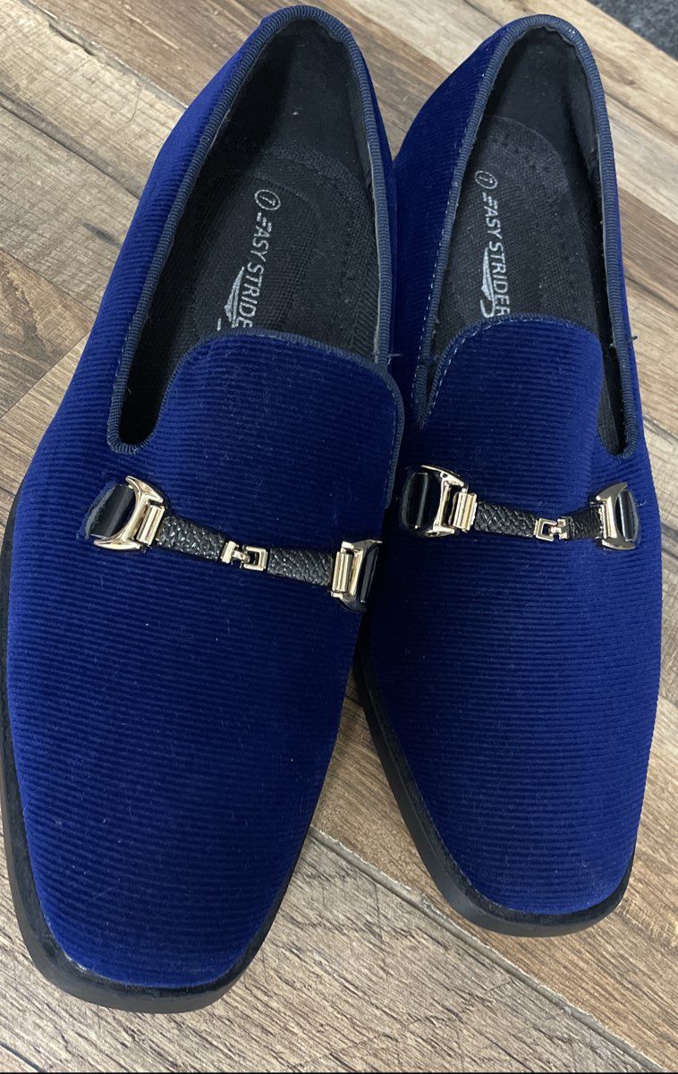 Easy Strider Royal Blue Ribbed Velvet Bit Loafer Dress Shoes Size 7