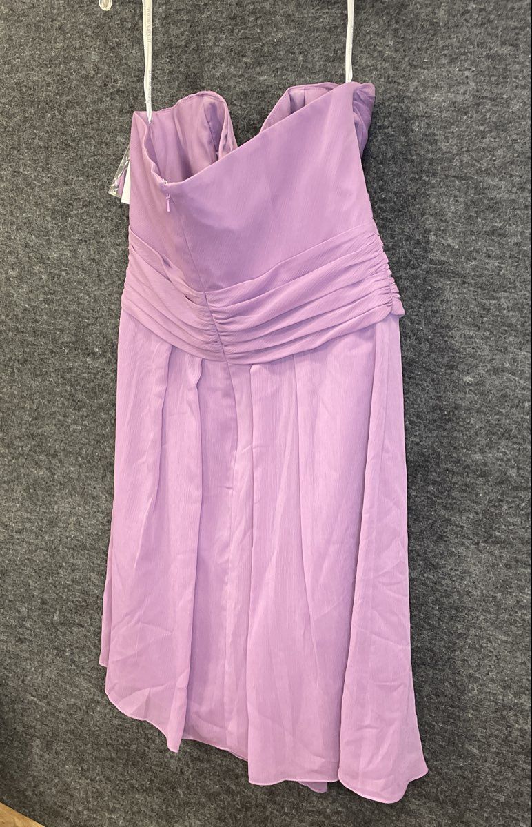 David's Bridal Women's Purple Chiffon Strapless Crisscross Bodice Dress Sz 12