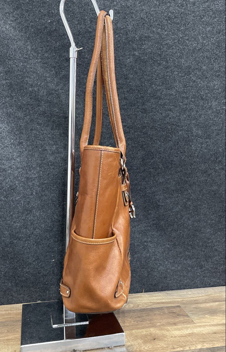Etienne Aigner Brown Leather Large Tote Shoulder Bag Silver Hardware