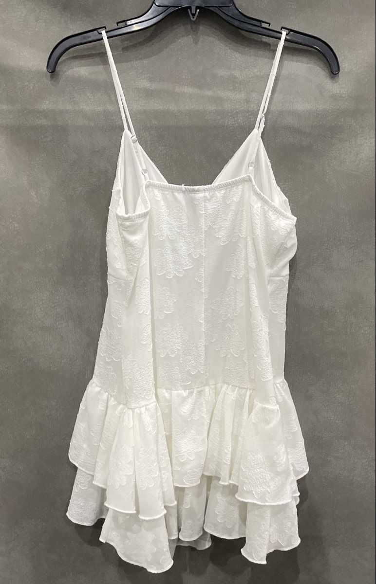 Wild Fable Women's White Textured Floral Ruffle Tiered Babydoll Cami Top Sz S