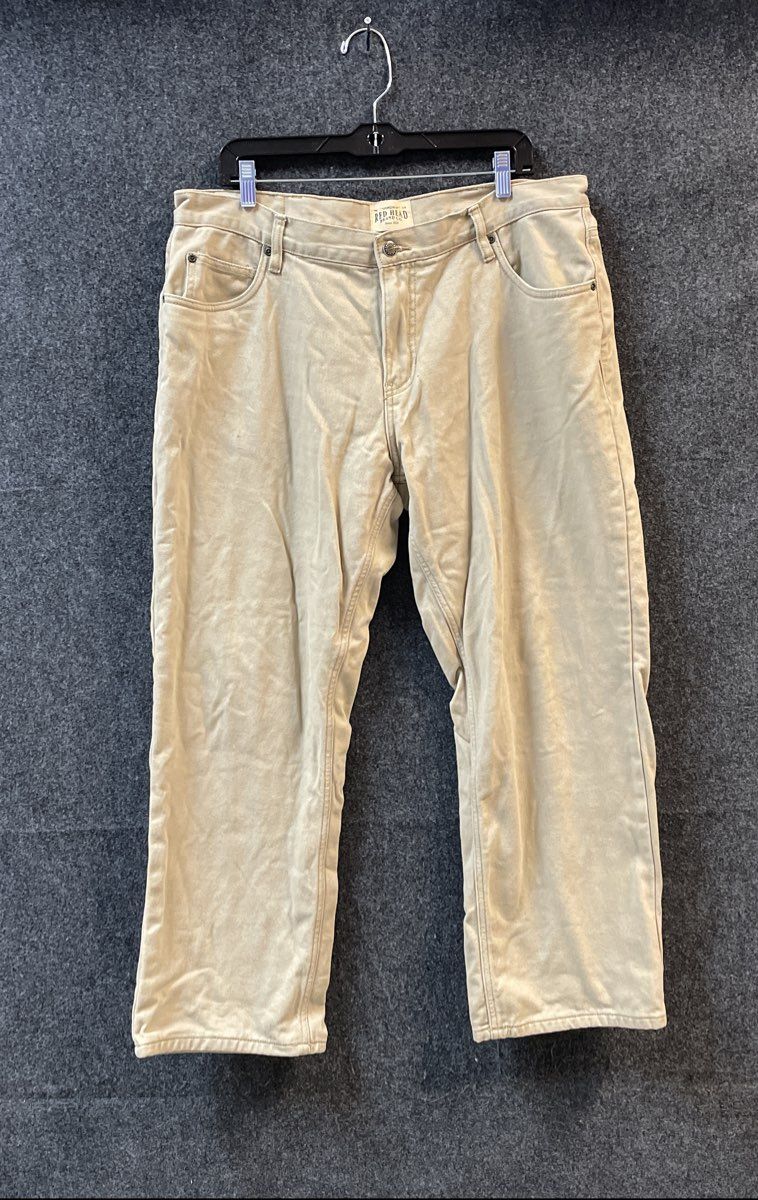 Red Head Men's Brown Flannel Lined Canvas Workwear Pants Size 38x30