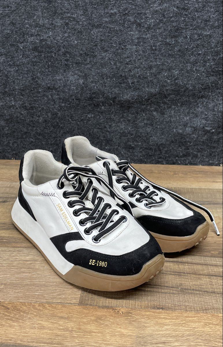 Sam Edelman Layla White Black Gum Fashion Sneakers Women's Size 6.5