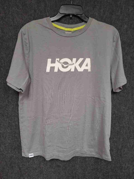 Hoka Men's Grey Cotton Short Sleeve Logo Graphic T-Shirt Sz M