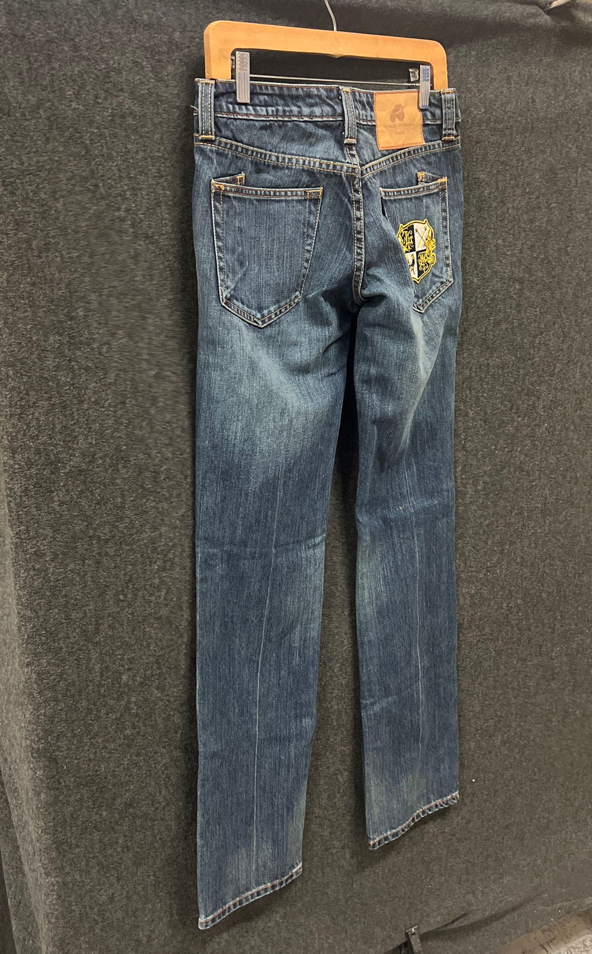 School of Women Women's Jeans Blue Medium Wash Straight Leg Crest Patch Sz 28