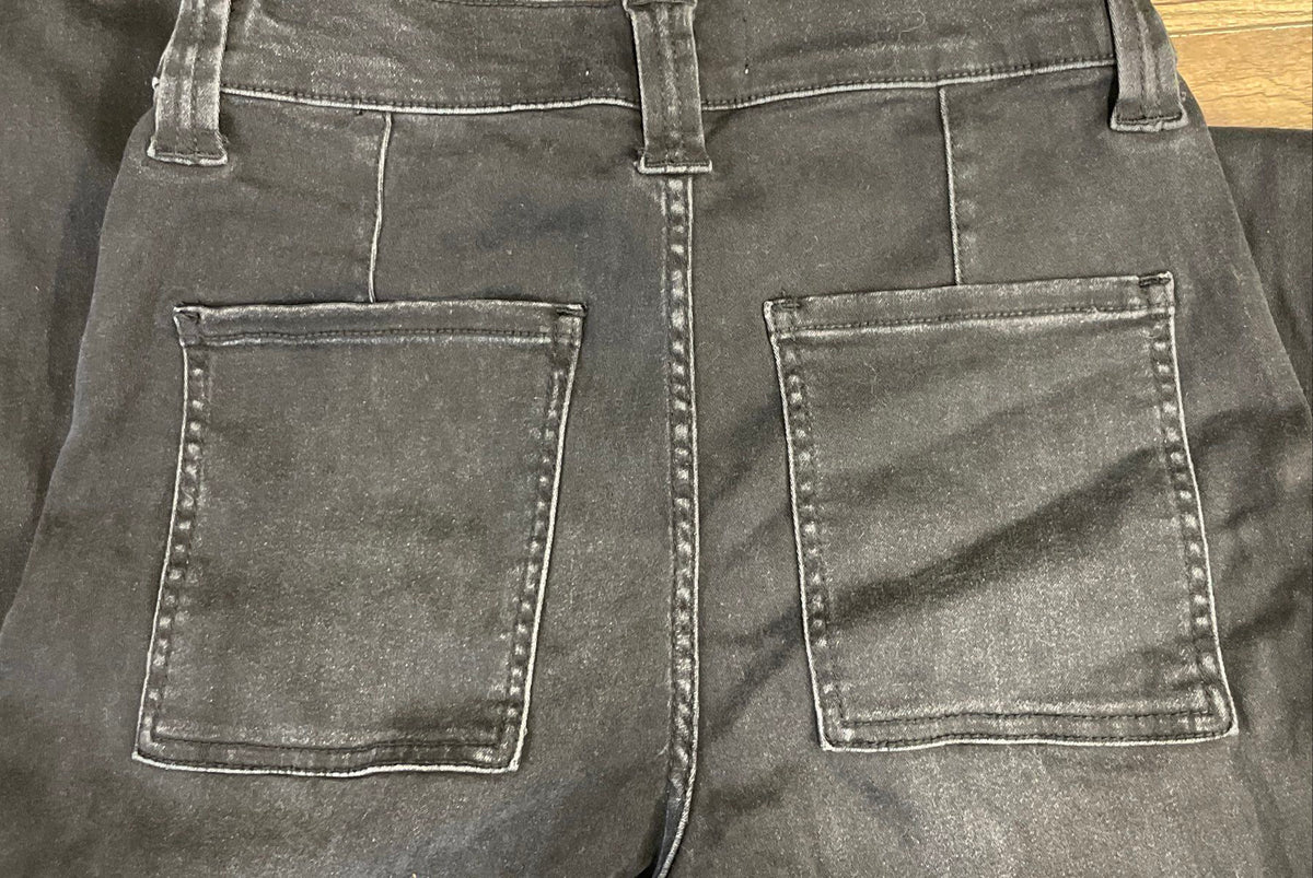 Vervet Los Angeles Women's Washed Black High Rise Wide Leg Utility Jeans Sz 26