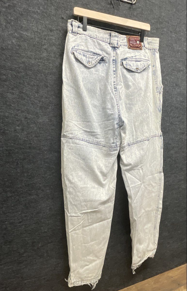 Vintage 90s Nuovo Men's Acid Wash Ripped Distressed Cargo Carpenter Pants