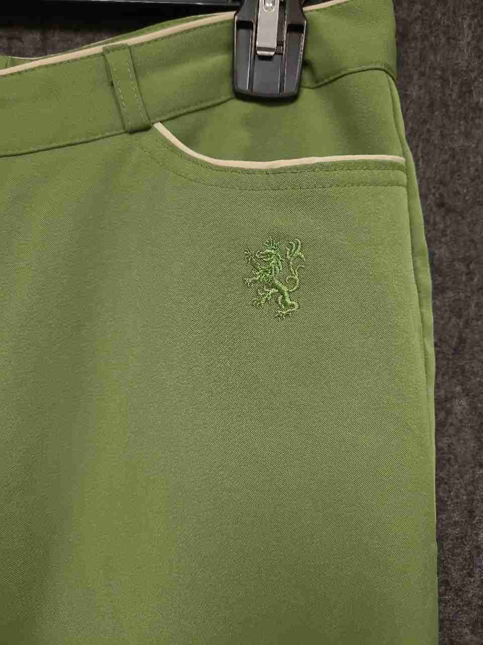 Escada Sport Women's Sage Green Golf Pants Lion Rampant Piping Sz 72