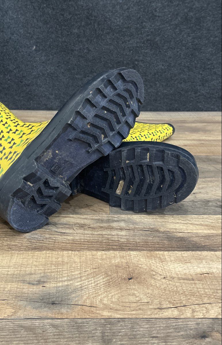 Rampage Yellow Butterfly Print Tall Rubber Rain Boots Women's Size 8