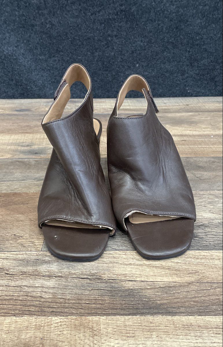 Johnston & Murphy Evelyn Brown Leather Asymmetric Slingback Sandals Size 8M