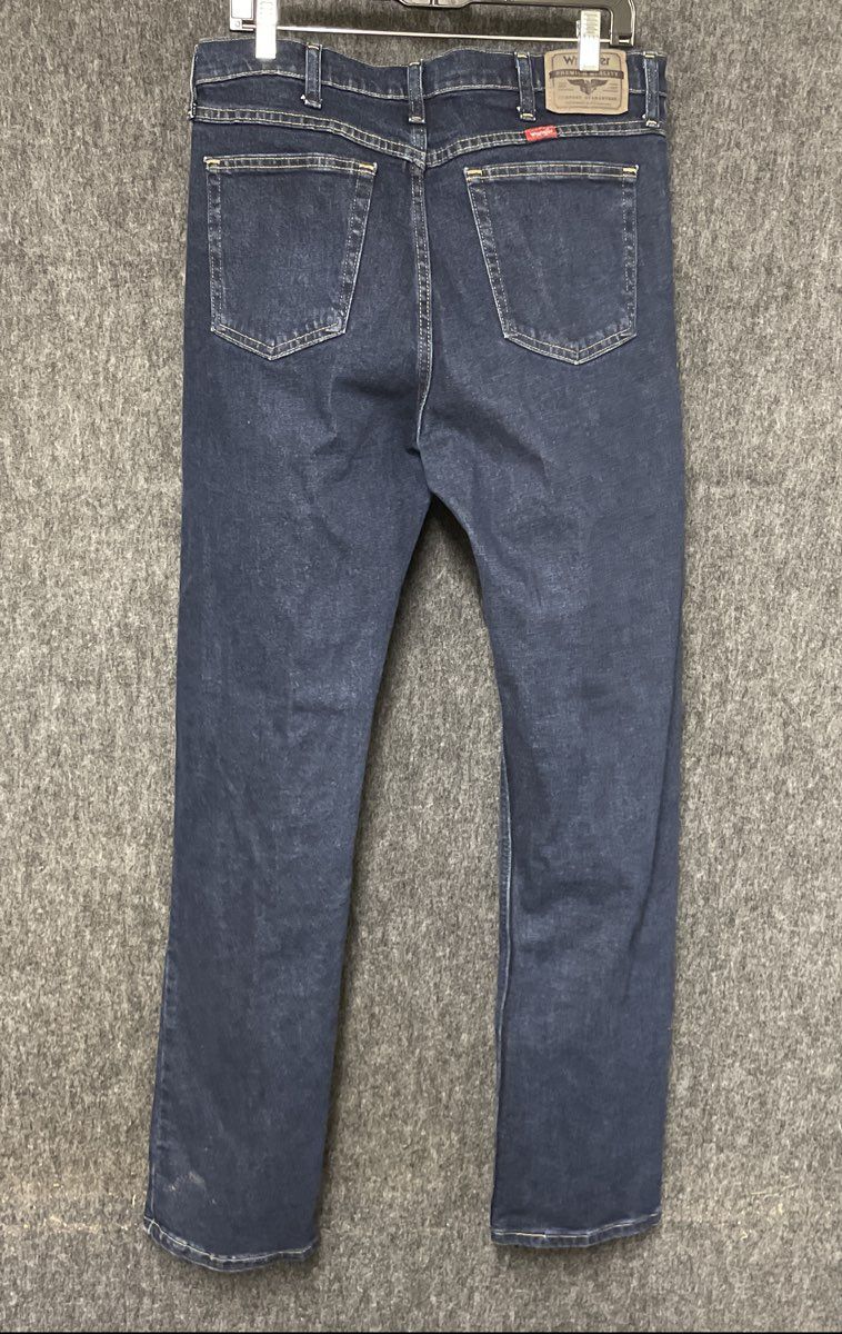 Wrangler Men's Premium Quality Jeans Dark Wash Stretch Straight Leg Sz 34x34