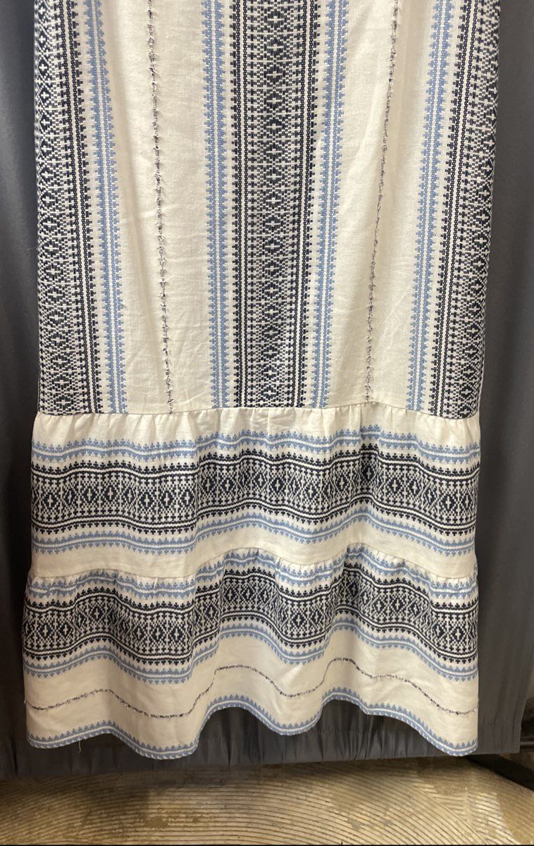 J. Jill Women's White Blue Geometric Sleeveless Tiered Sheath Dress Size MP