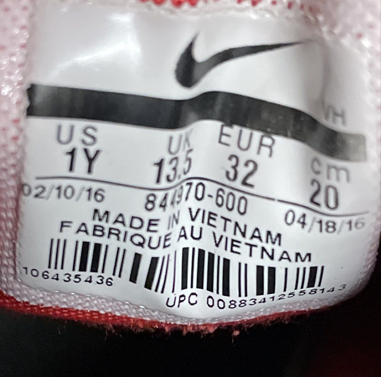 Nike FS Lite Run 3 University Red Black Kids Athletic Running Shoes Size 1Y