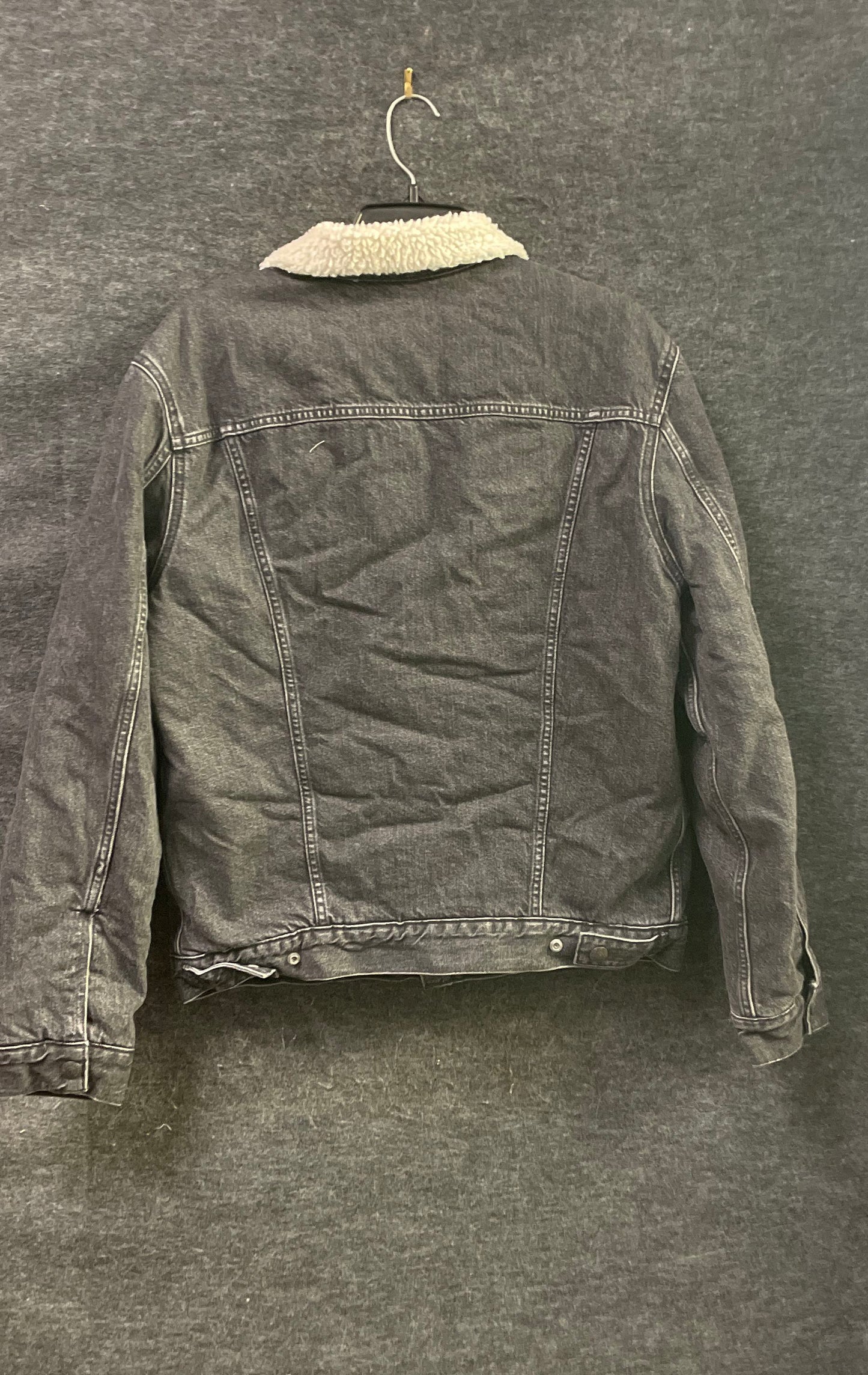Levi's Men's Premium Sherpa Lined Denim Trucker Jacket Washed Black Sz M
