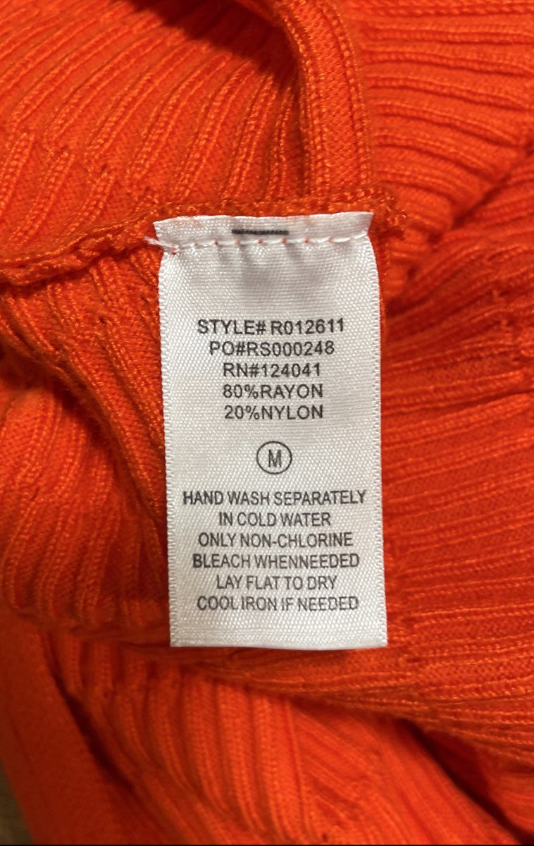 Strazzi by Cyrus Women's Flame Orange Knit Dolman Sleeve Top Sz M NWT