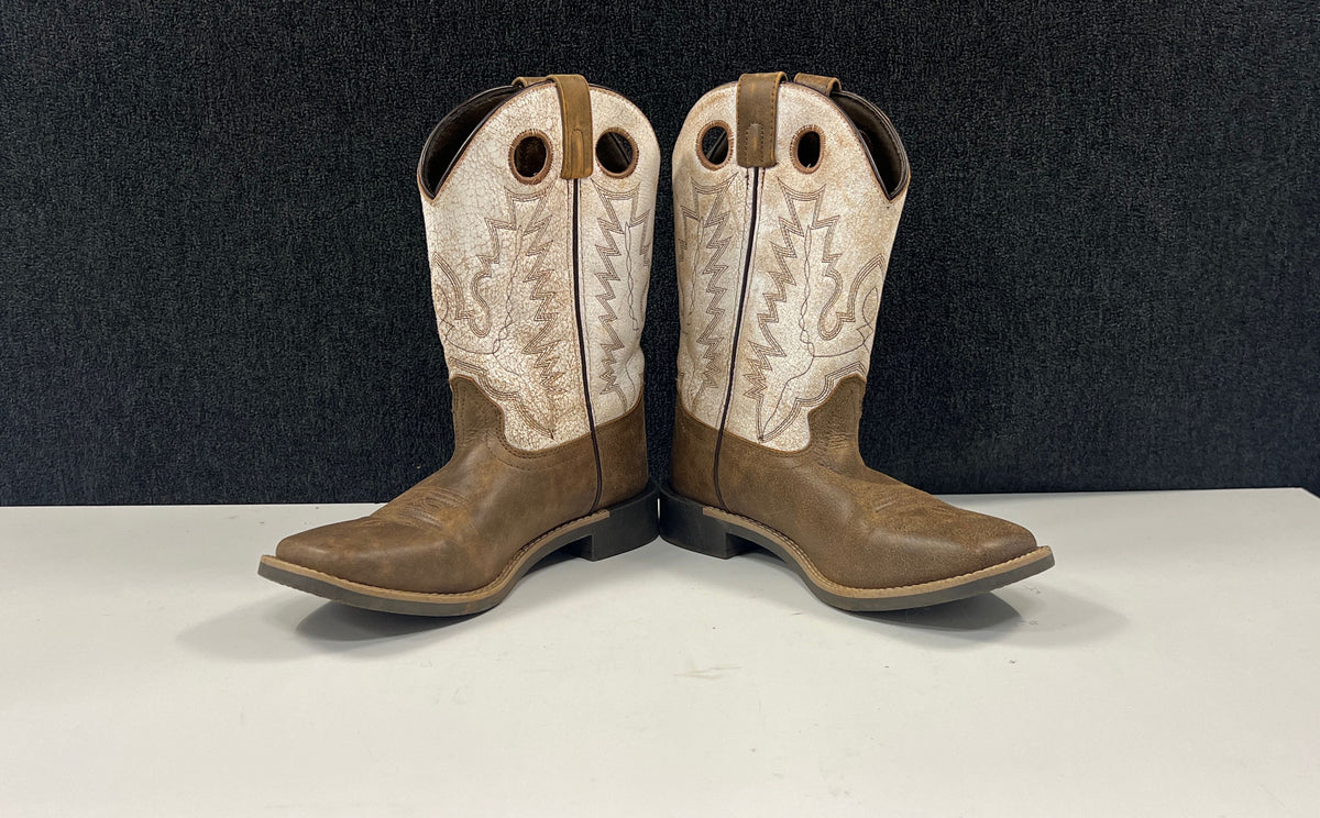Cody James 43108 Brown Cream Square Toe Western Cowboy Boots Youth Size 5D