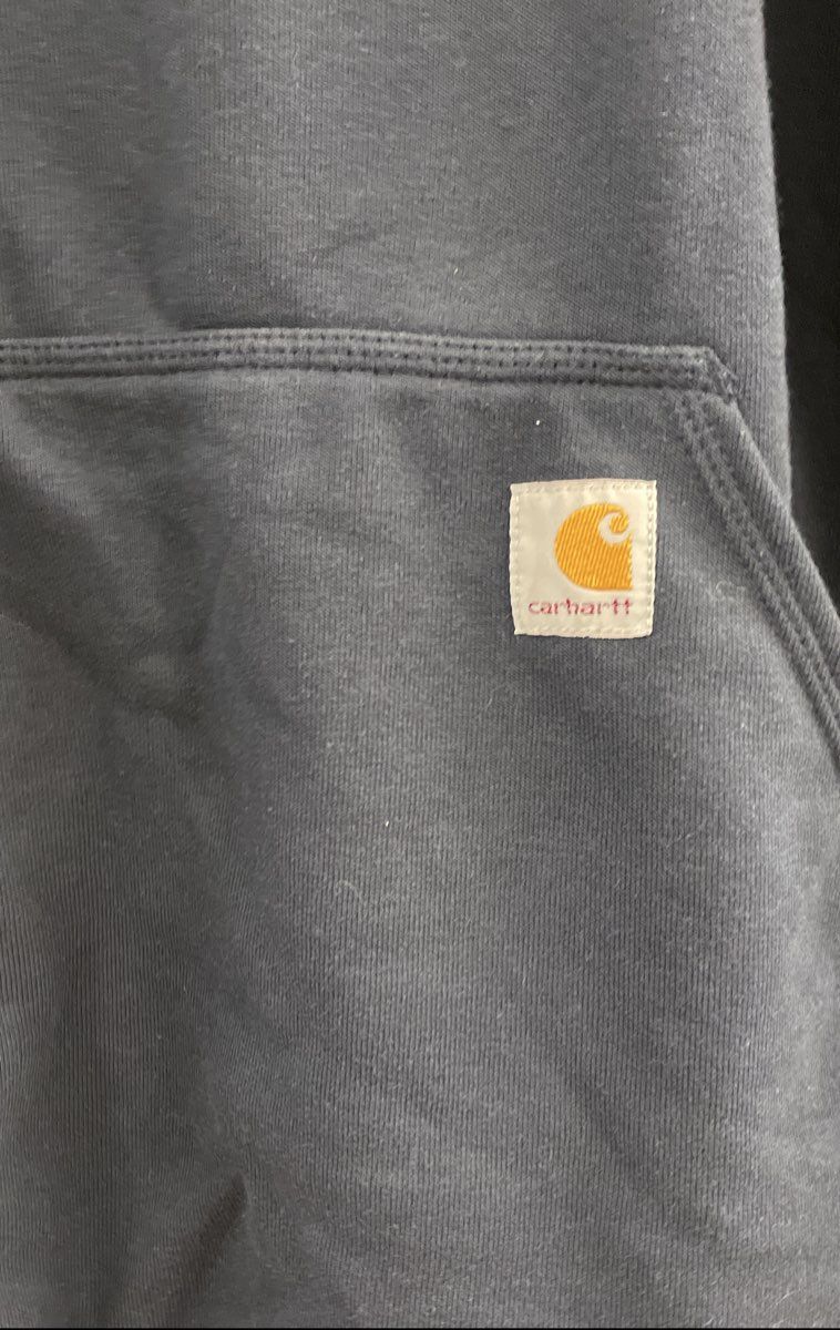 Carhartt Men's Rain Defender Navy Graphic Logo Loose Fit Hoodie Sz M