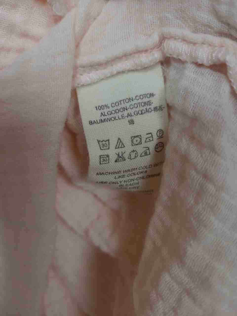 Free People Women's Pink Gauze Henley Long Sleeve Raw Hem Blouse Size XS
