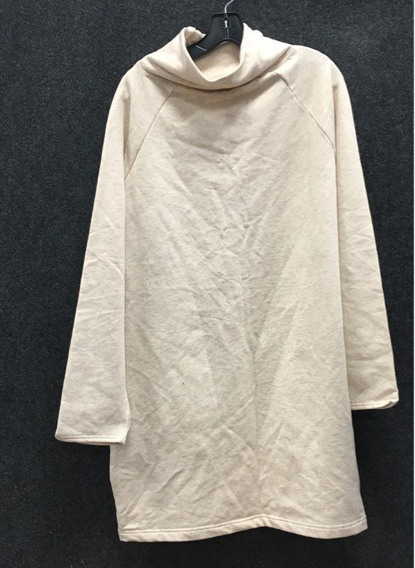Earth Yoga Women's Cream Organic Cotton Fleece Tunic Dress Asym Zip Sz XXL NWT